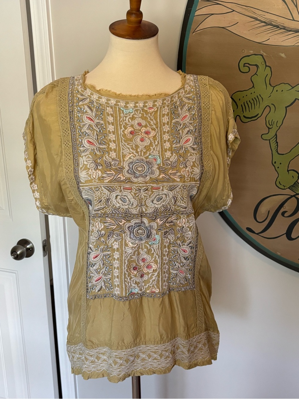 Johnny Was Biya heavily embroidered top
